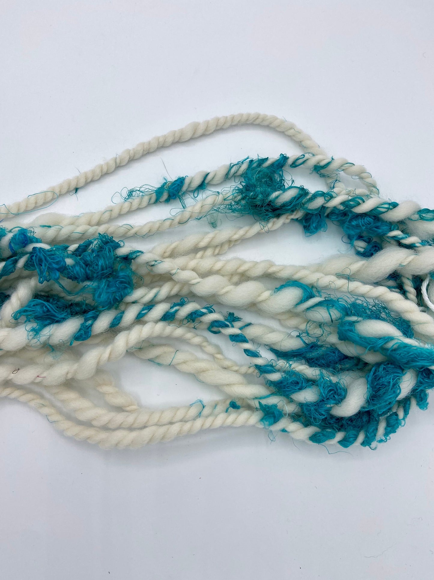 Turquoise Sari Silk Scrap Art Yarn #350