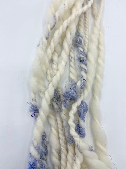 Bulky Cream and Sari Silk Yarn Mini Skein