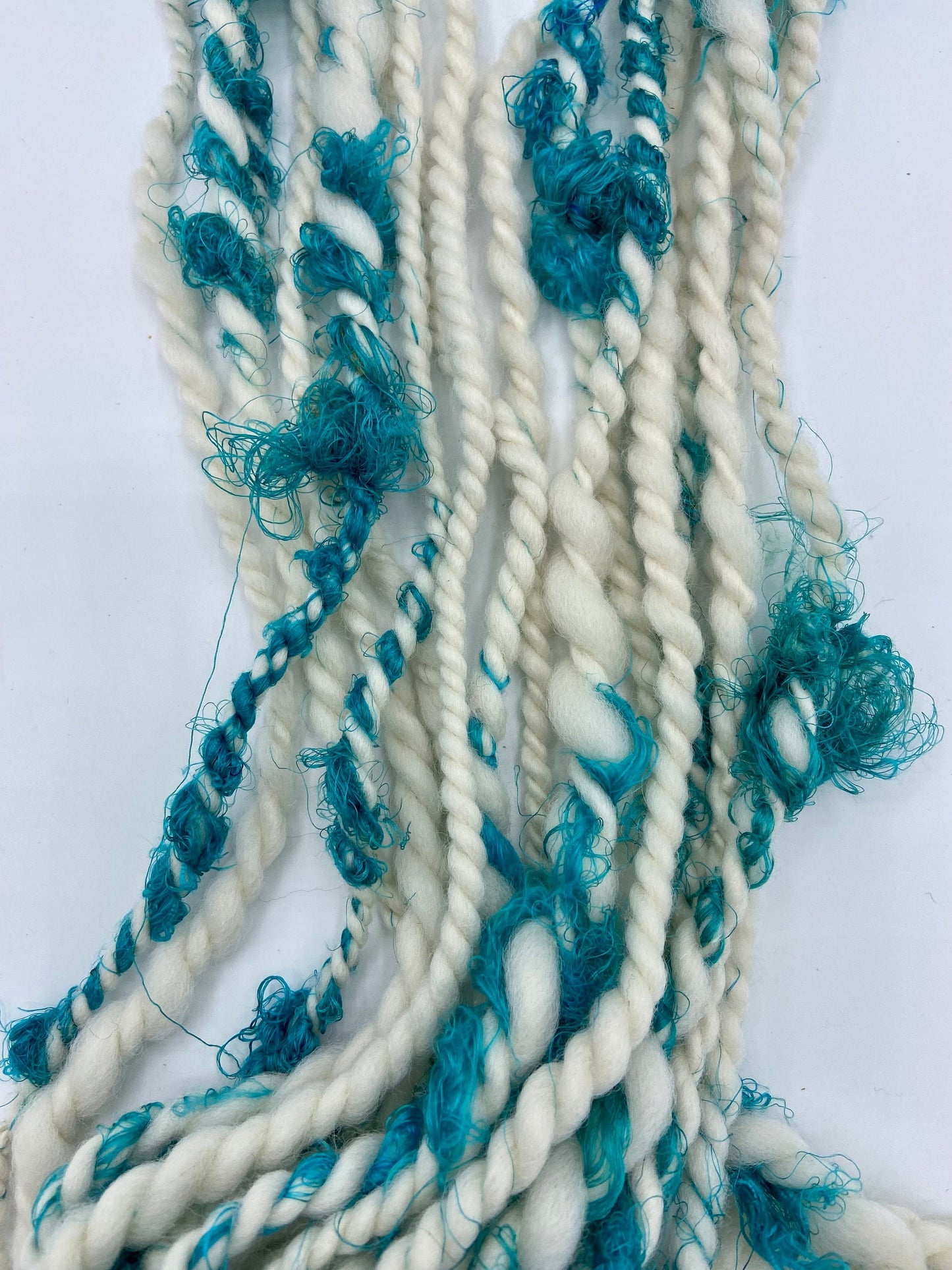 Turquoise Sari Silk Scrap Art Yarn #350