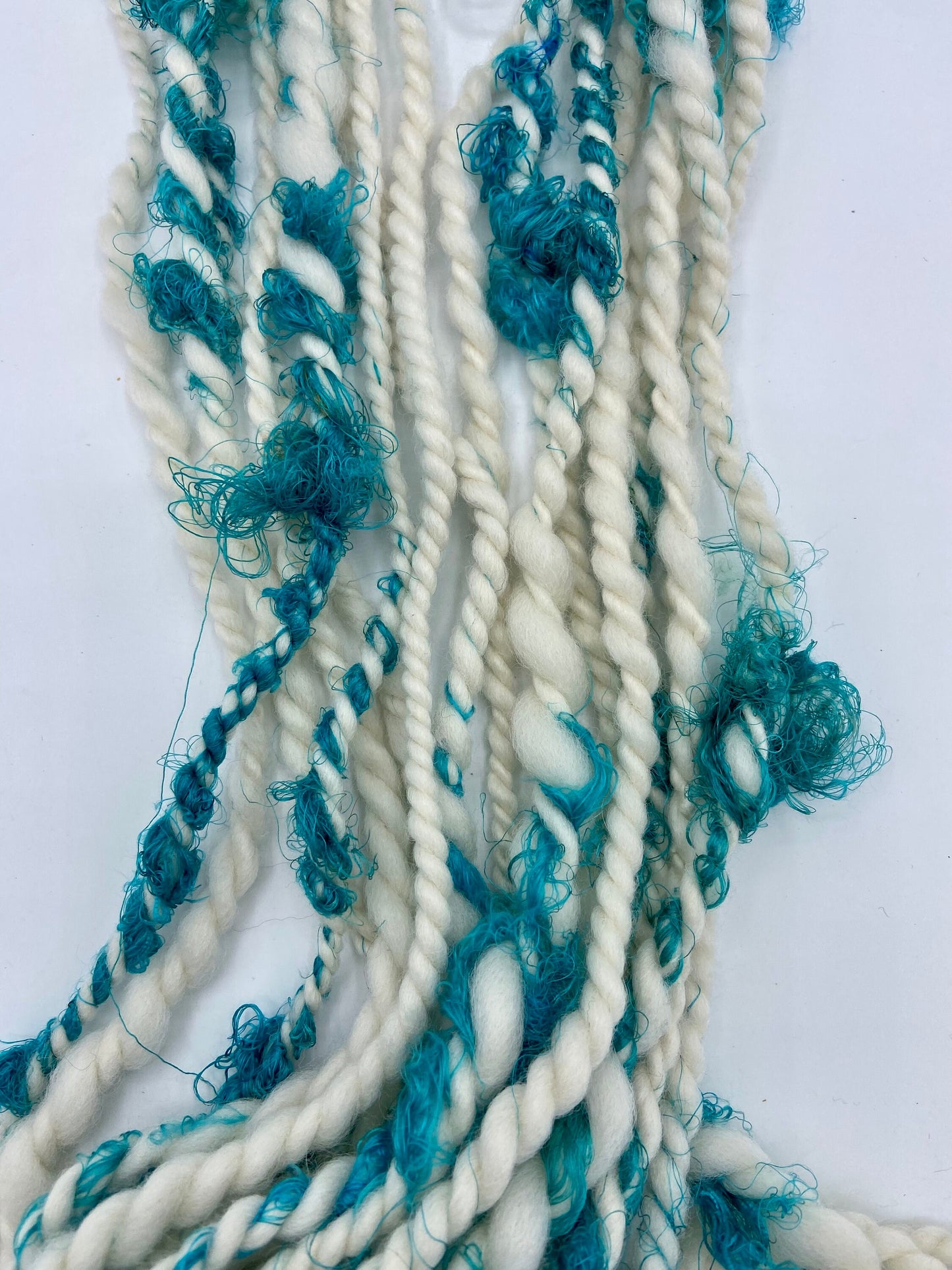 Turquoise Sari Silk Scrap Art Yarn #350